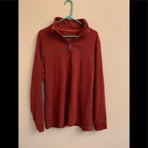 Timberland Red Pullover Hoodie Sweater 1/4 Zip Large